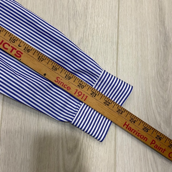 Polo Ralph Lauren Petite Women's Medium Blue & White Striped Polo Button Up - Picture 10 of 10
